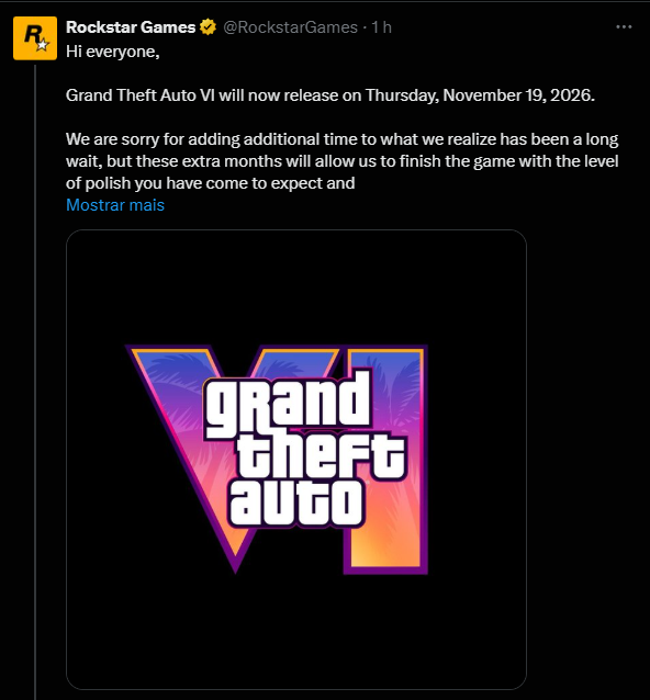 Print do tweet da rockstar