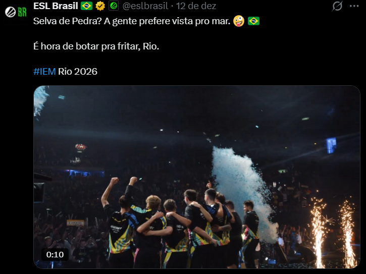 ESL Brasil Anuncio IEM Rio 2026